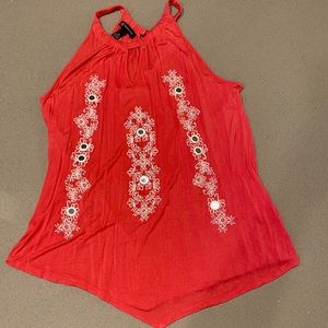 Coral Halter XXL Halter top w flowers
